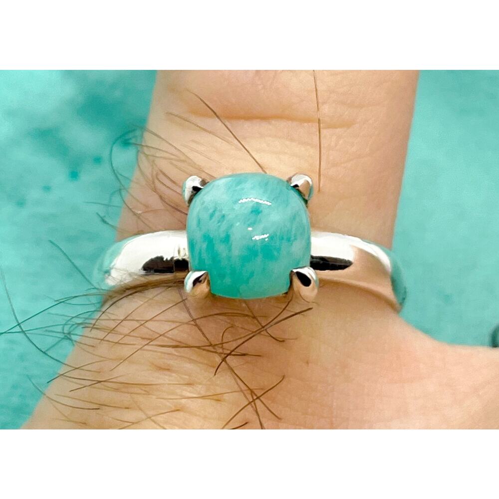 Tiffany & Co. Paloma Picasso 7mm Amazonite Sugar Stacks Ring - Size 6.75 - Picture 7 of 16